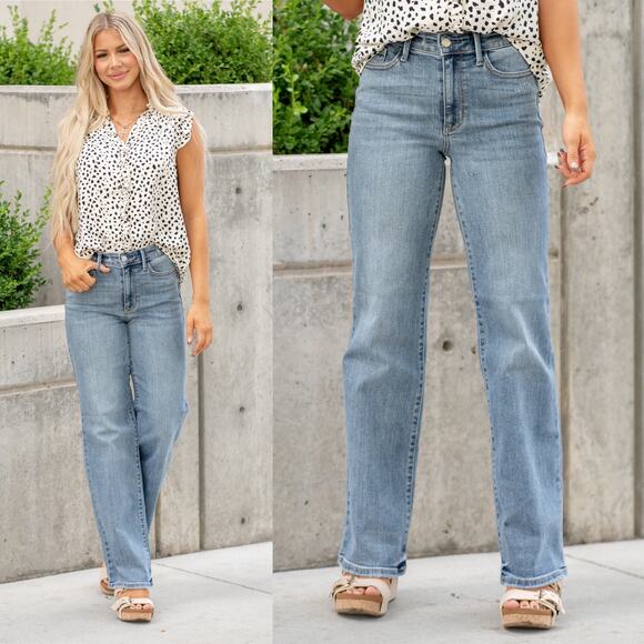 Judy Blue High Waist Wide Leg Jeans Distressed Vintage Wash size 18W - Picture 4 of 16